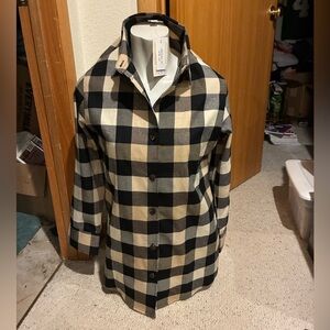 LuLaRoe Abigail Black and Cream Plaid Button Down Shirt